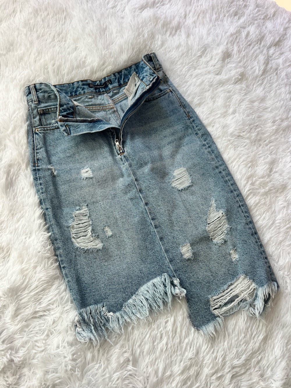 Zara Blue Denim Midi Skirt Size Small
